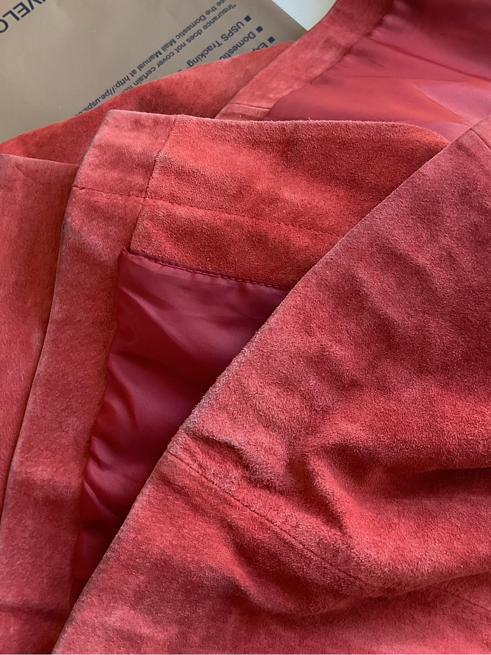 Vintage Bernardo Red Suede Leather Trench Coat Jacket 1X Plus Y2K 90s Long - Picture 10 of 10